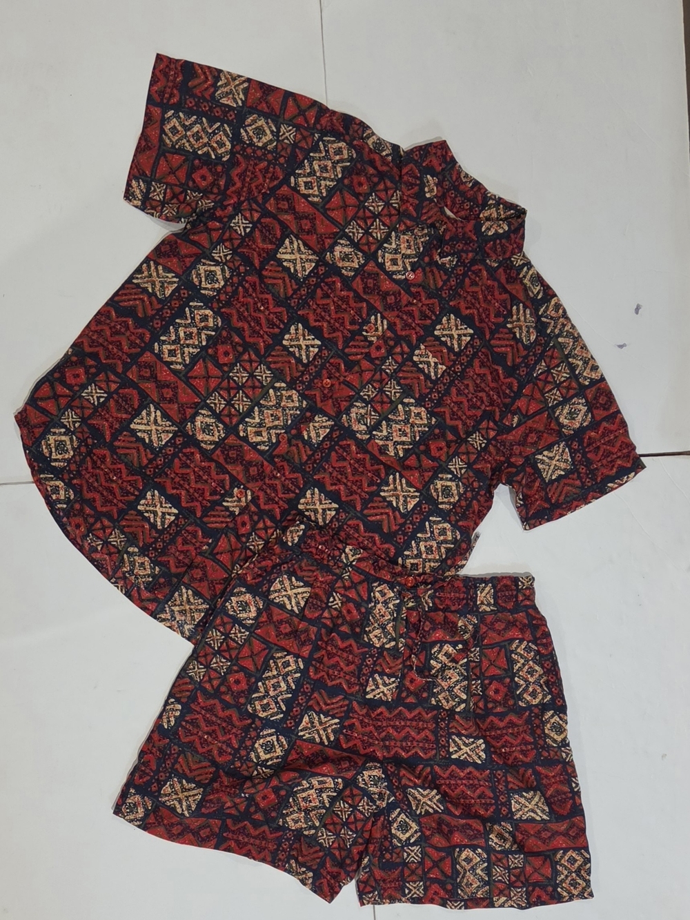Marsh Landing Red and Navy Turkish Pattern Women’s Shorts Set